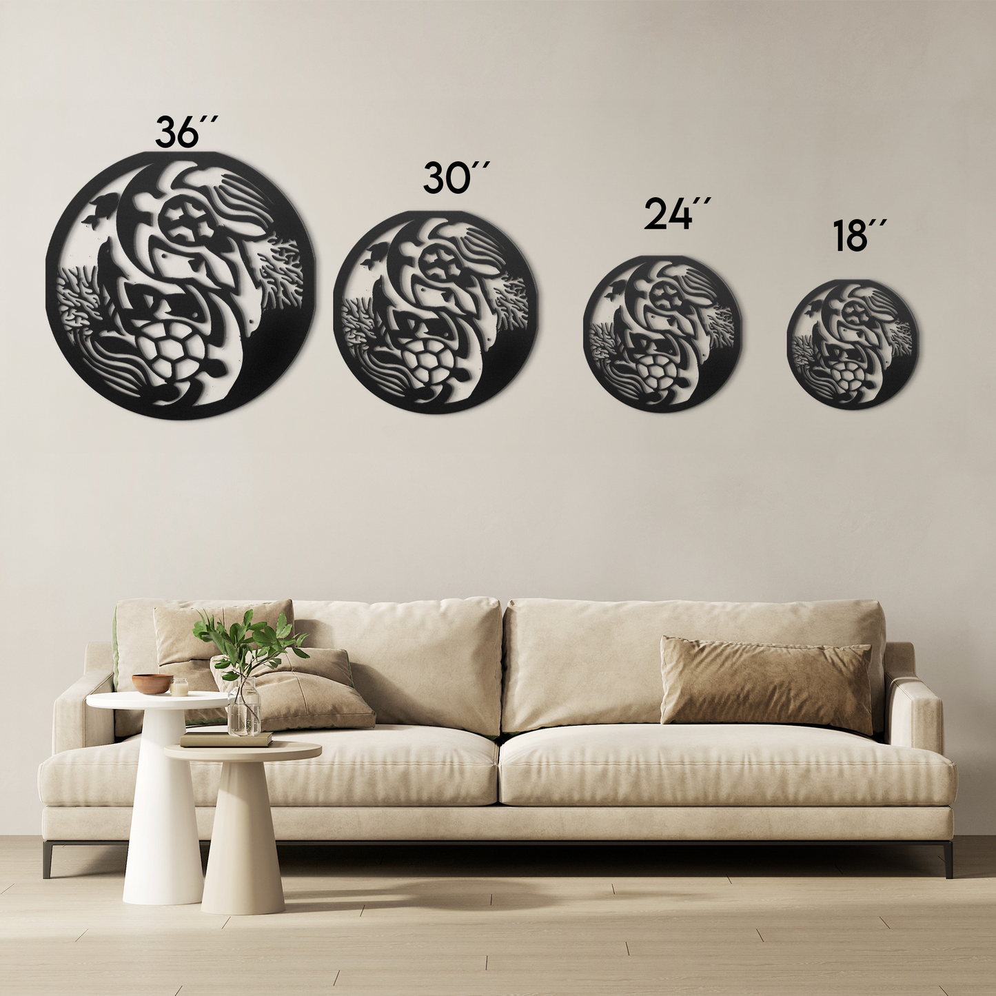 Turtle Yin Yang Metal Wall Art