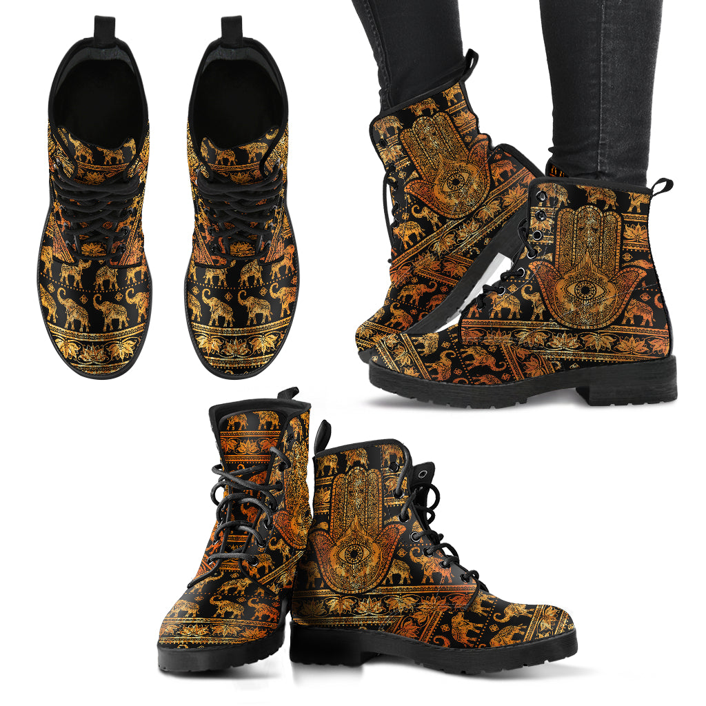 Hamsa Hand Gold Boots | woodation.myshopify.com