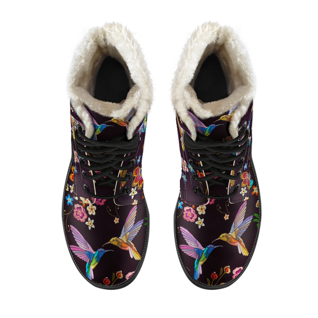 Bohemian Hummingbird Faux Fur Boots