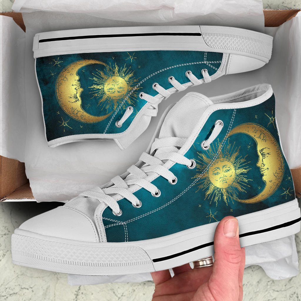 Teal Sun & Moon High Top Shoes