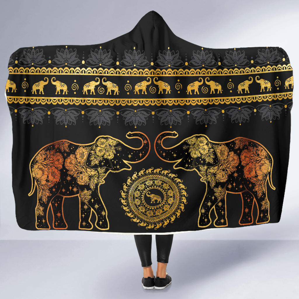Golden Mandala Hooded Blanket