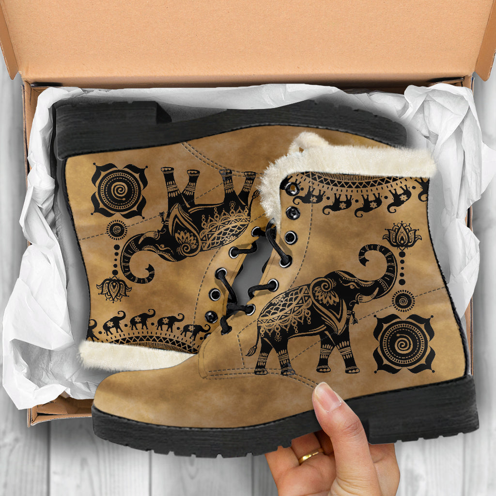 Tan Good Fortune Faux Fur Boots