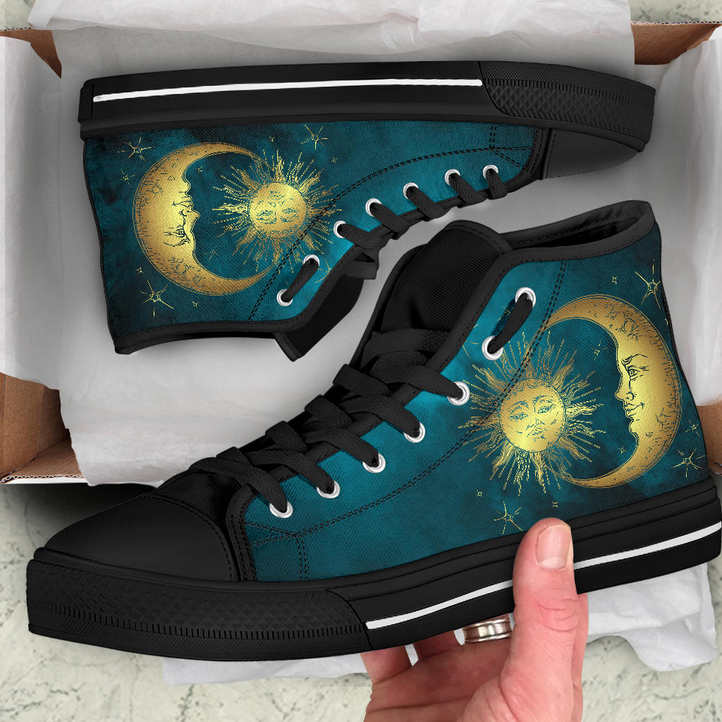 Teal Sun & Moon High Top Shoes