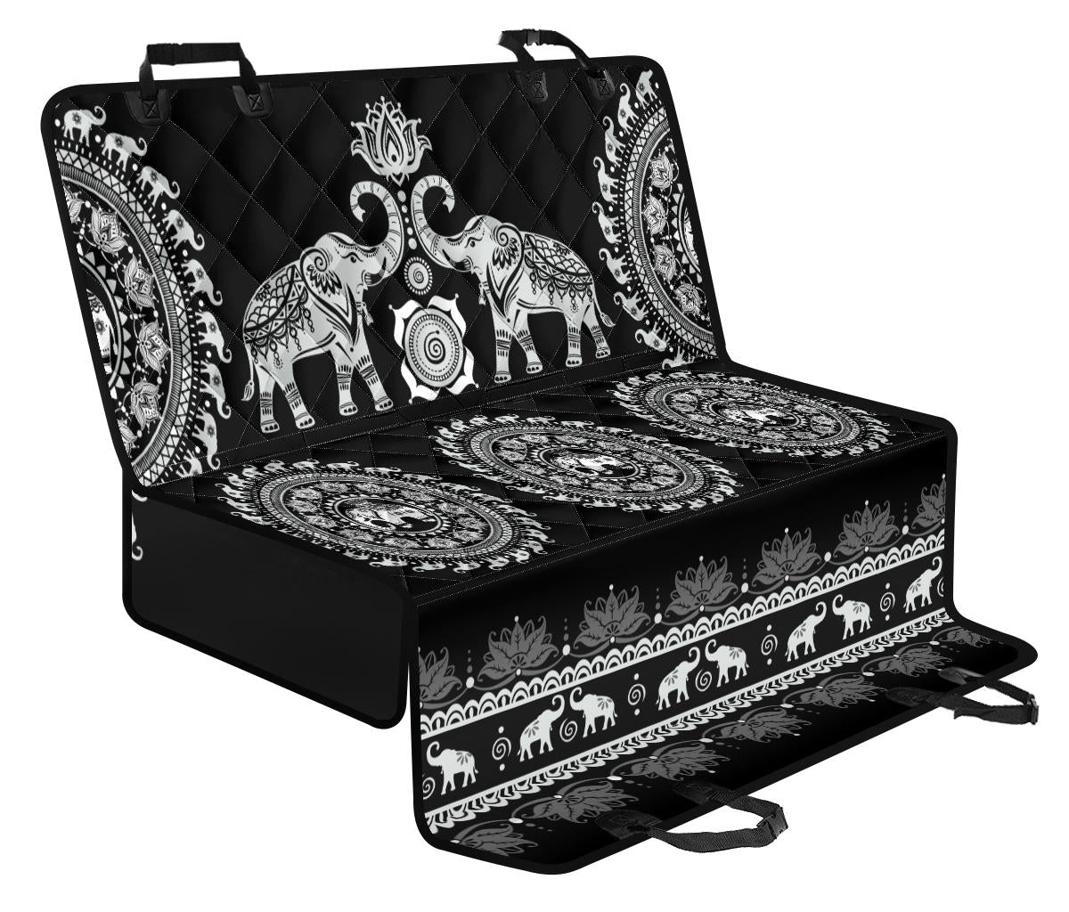 Black Mandala Elephant Pet Seat Cover