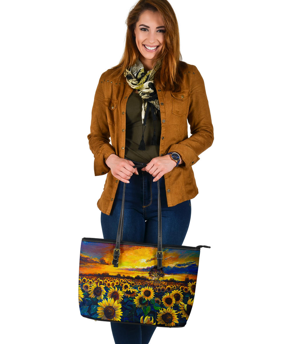 Sunflower Sunset Premium Faux Leather Bag