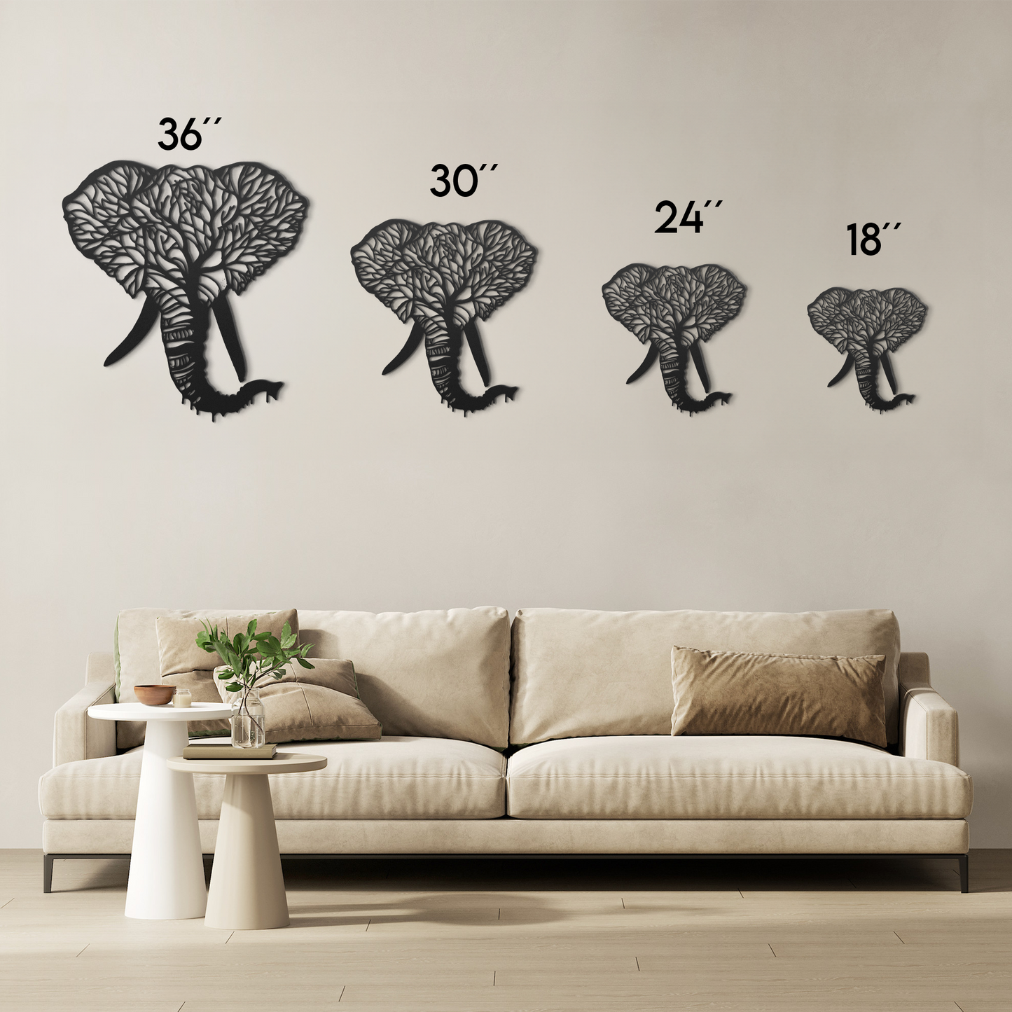 Elephant Tree Metal Wall Art