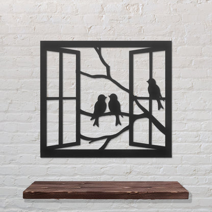 Metal Bird Silhouette Wall Art,  Window Scene Decor