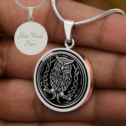 Custom Celtic Owl Circle Necklace