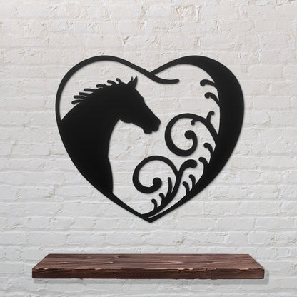 Horse Heart Metal Wall Art, Equestrian Decor