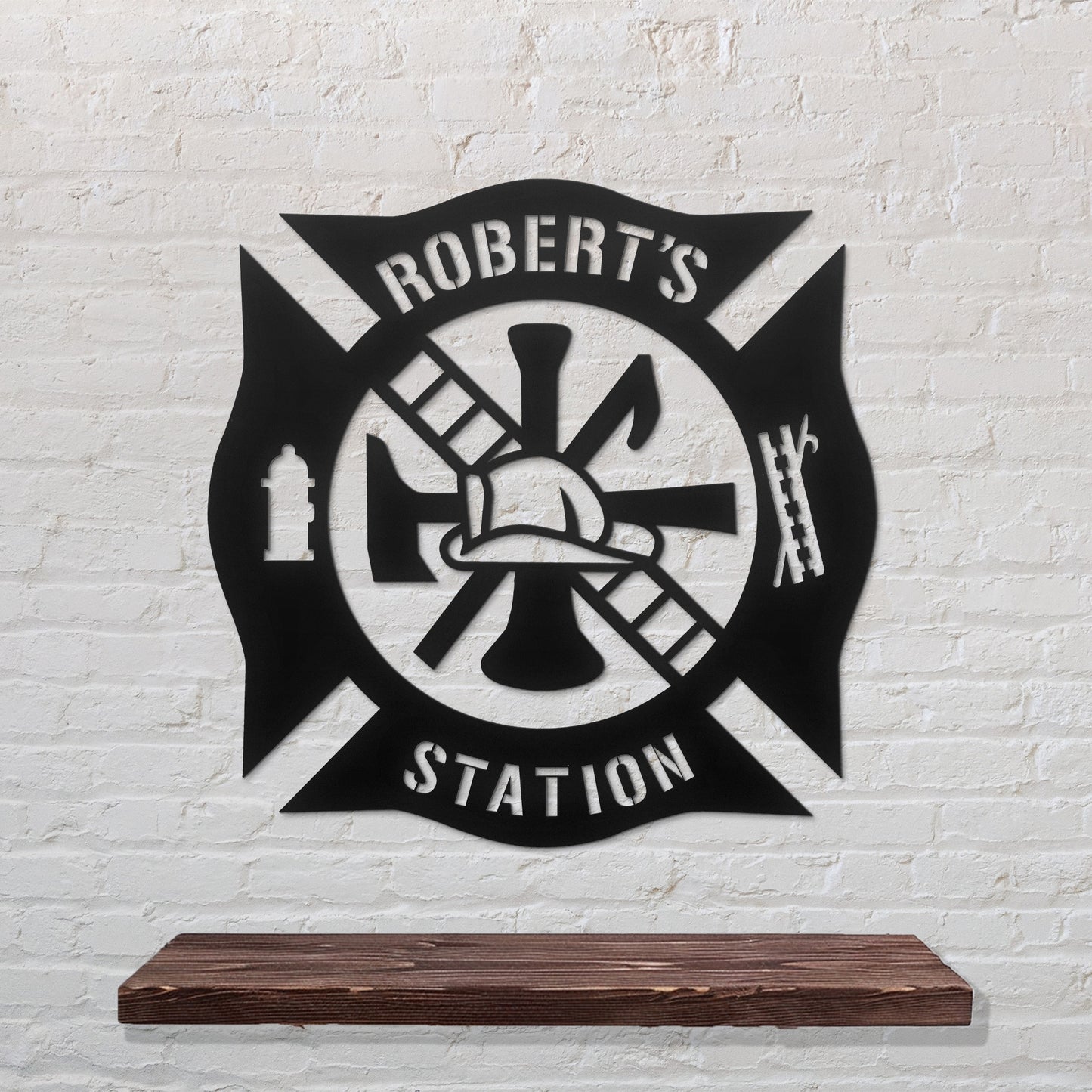 Custom Firefighter Emblem Metal Sign, Firefighter Metal Wall Art