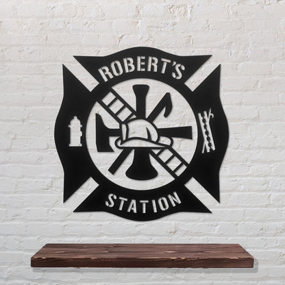 Custom Firefighter Emblem Metal Sign, Firefighter Metal Wall Art