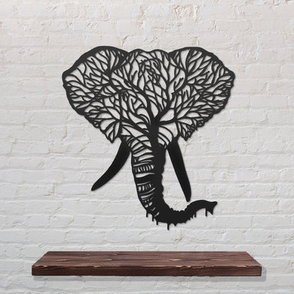 Elephant Tree Metal Wall Art