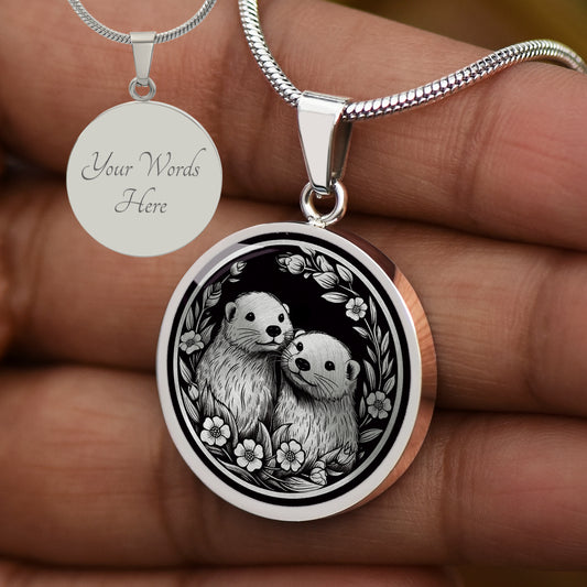 Custom Sea Otter Couple Necklace