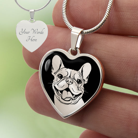 Custom French Bulldog Heart Necklace