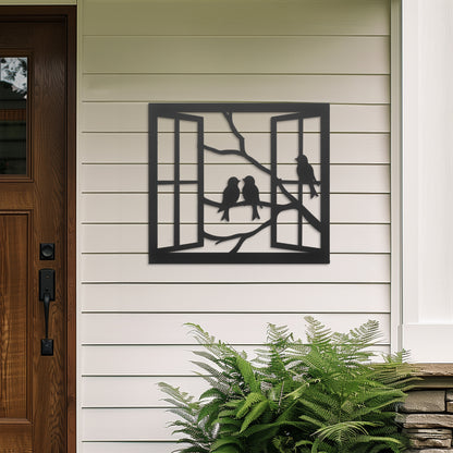 Metal Bird Silhouette Wall Art,  Window Scene Decor