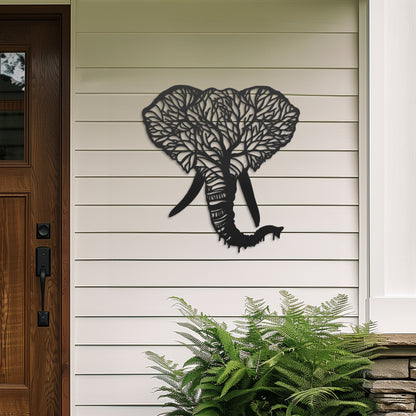 Elephant Tree Metal Wall Art