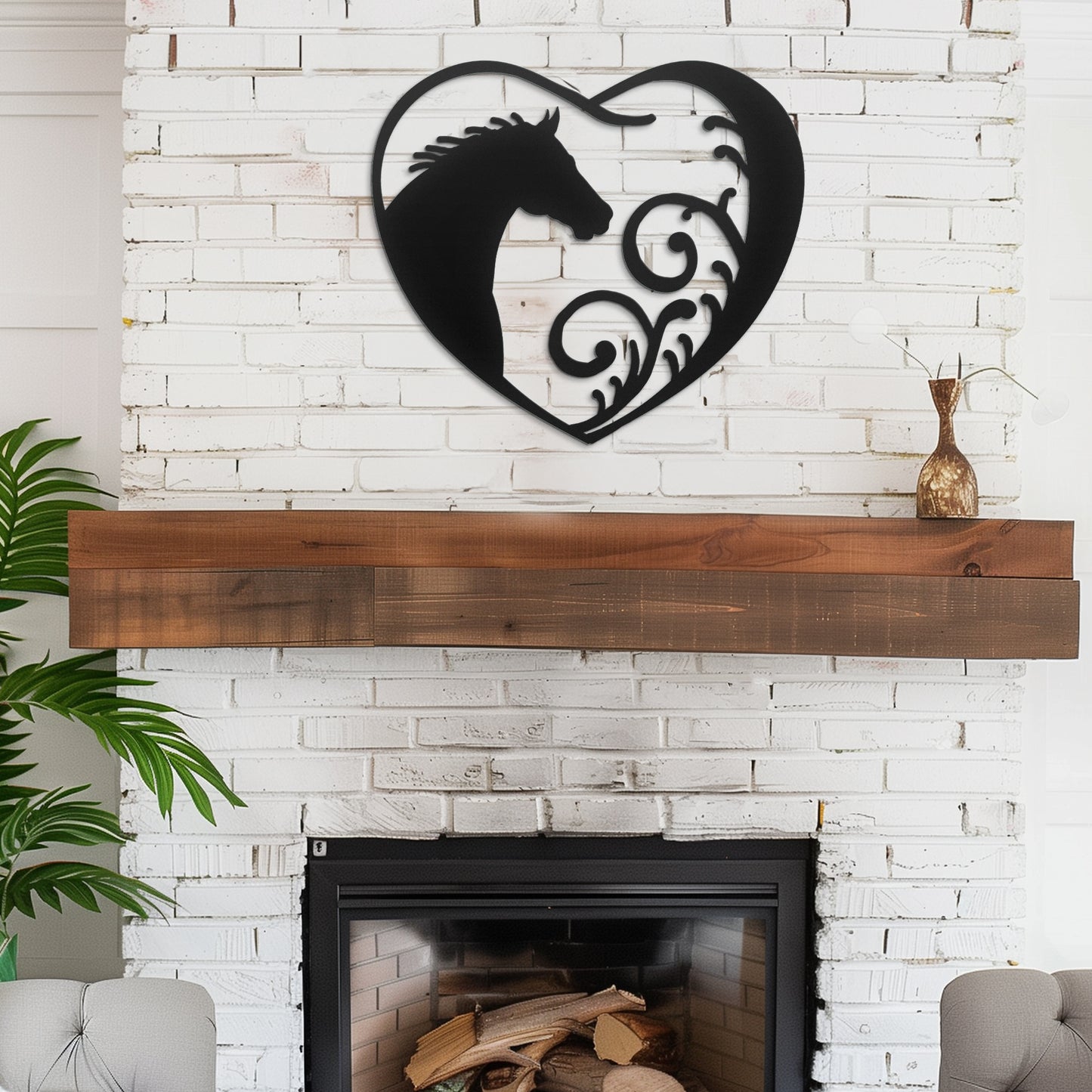 Horse Heart Metal Wall Art, Equestrian Decor