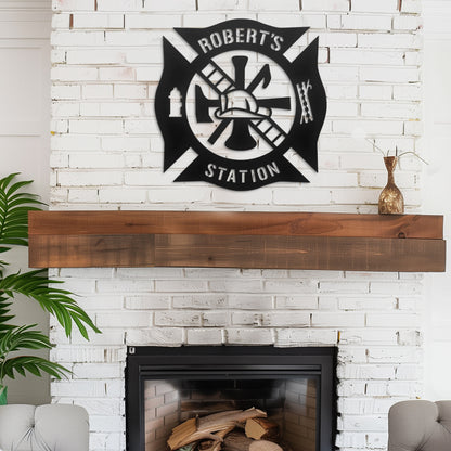 Custom Firefighter Emblem Metal Sign, Firefighter Metal Wall Art