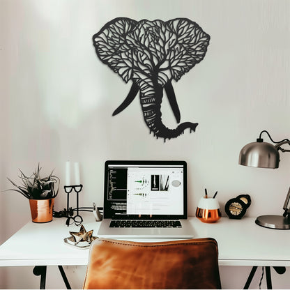 Elephant Tree Metal Wall Art