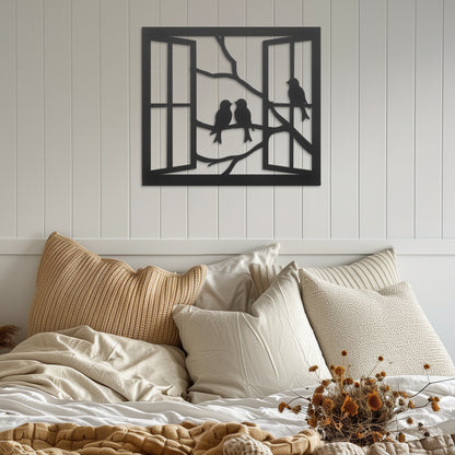 Metal Bird Silhouette Wall Art,  Window Scene Decor