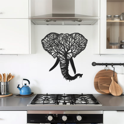 Elephant Tree Metal Wall Art