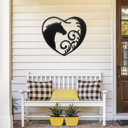 Horse Heart Metal Wall Art, Equestrian Decor