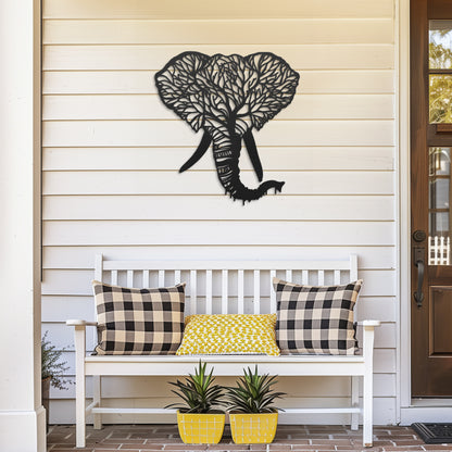 Elephant Tree Metal Wall Art