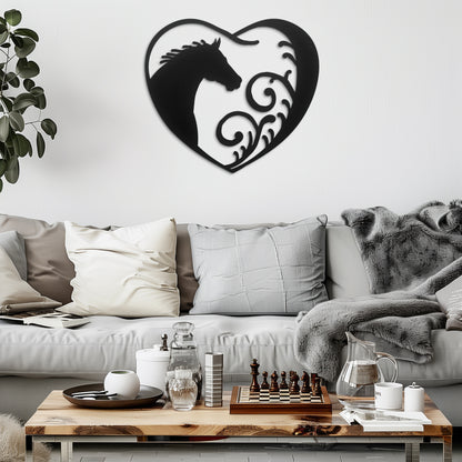 Horse Heart Metal Wall Art, Equestrian Decor