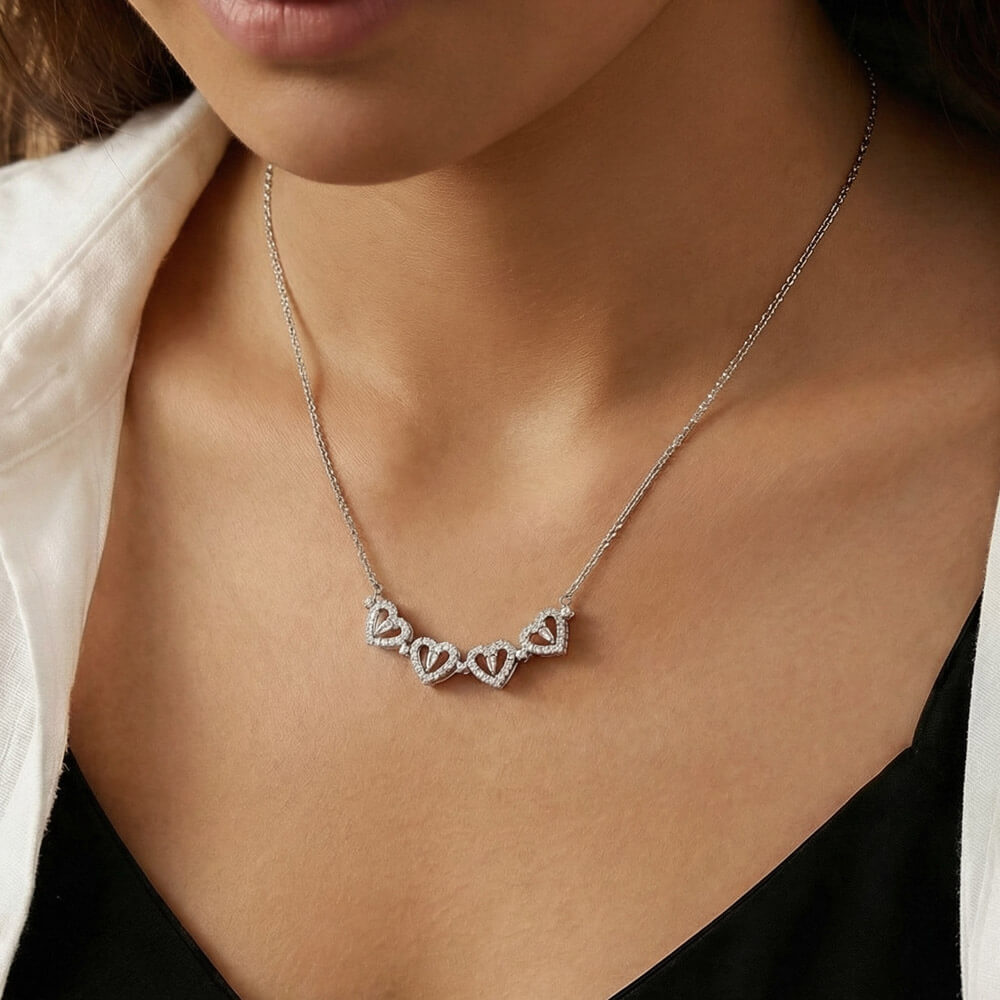 Non-Message Card Magnetic Hearts Necklace