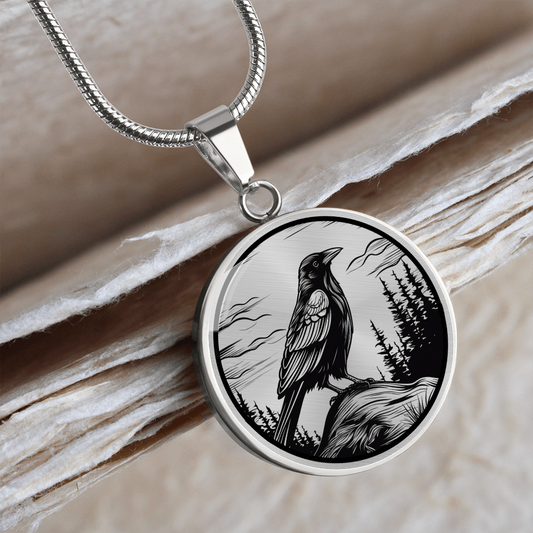 Custom Crow Circle Necklace