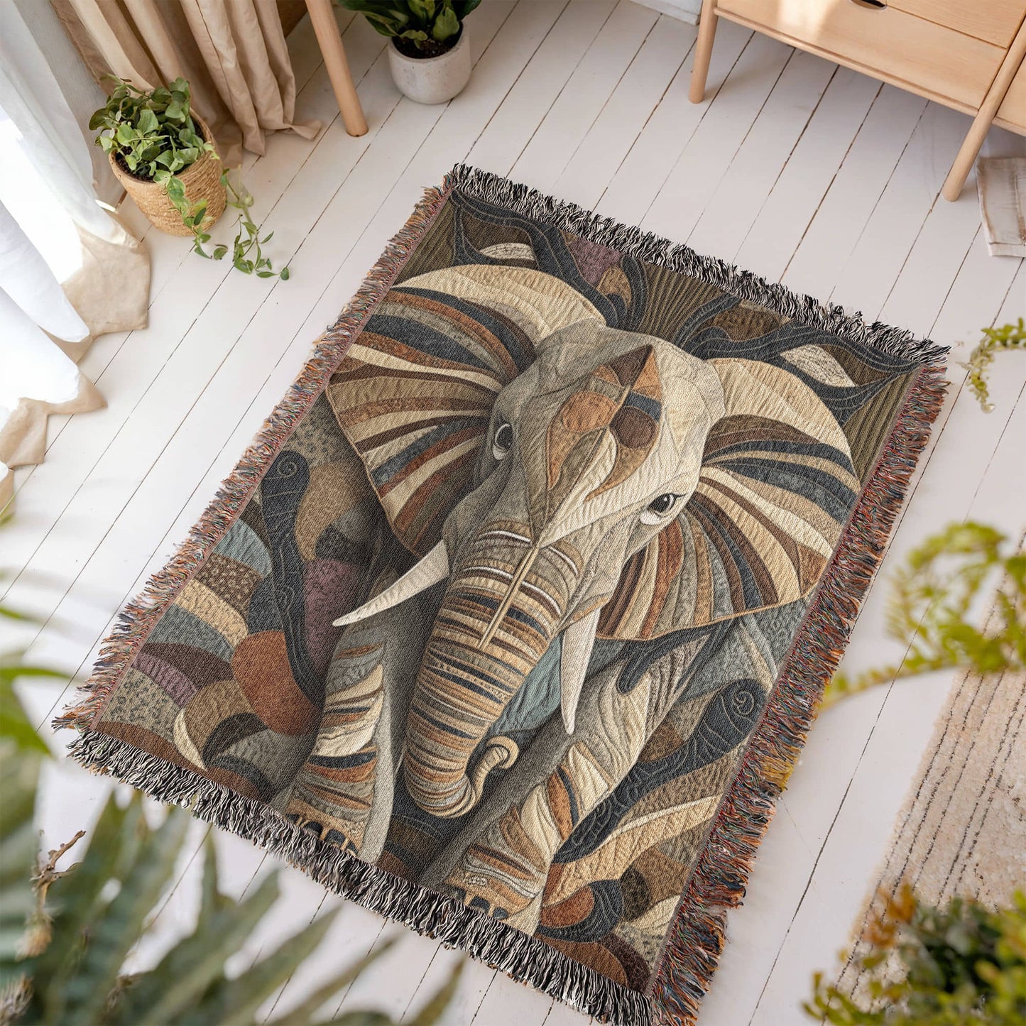 Bohemian Elephant Woven Blanket