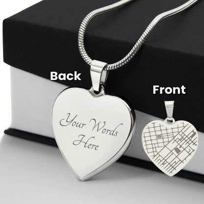 Engraved Heart Map Necklace.