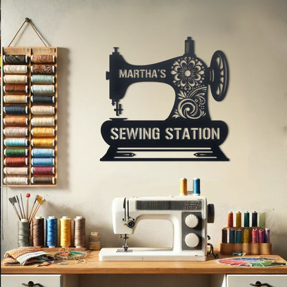 Custom Sewing Station Metal Sign, Sewing Metal Wall Art