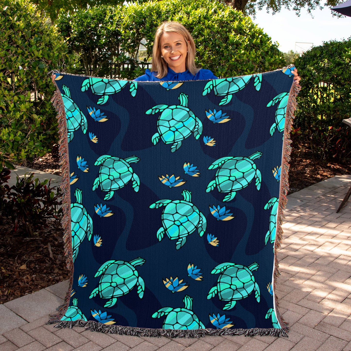 Sea Turtle Heirloom Woven Turtle Blanket
