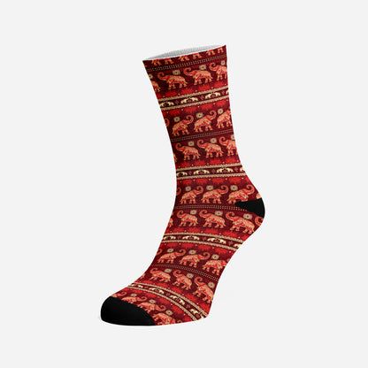 Women's Red Mandala Premium Socks | woodation.myshopify.com