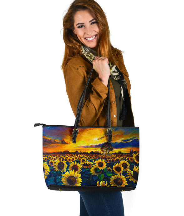 Sunflower Sunset Premium Faux Leather Bag