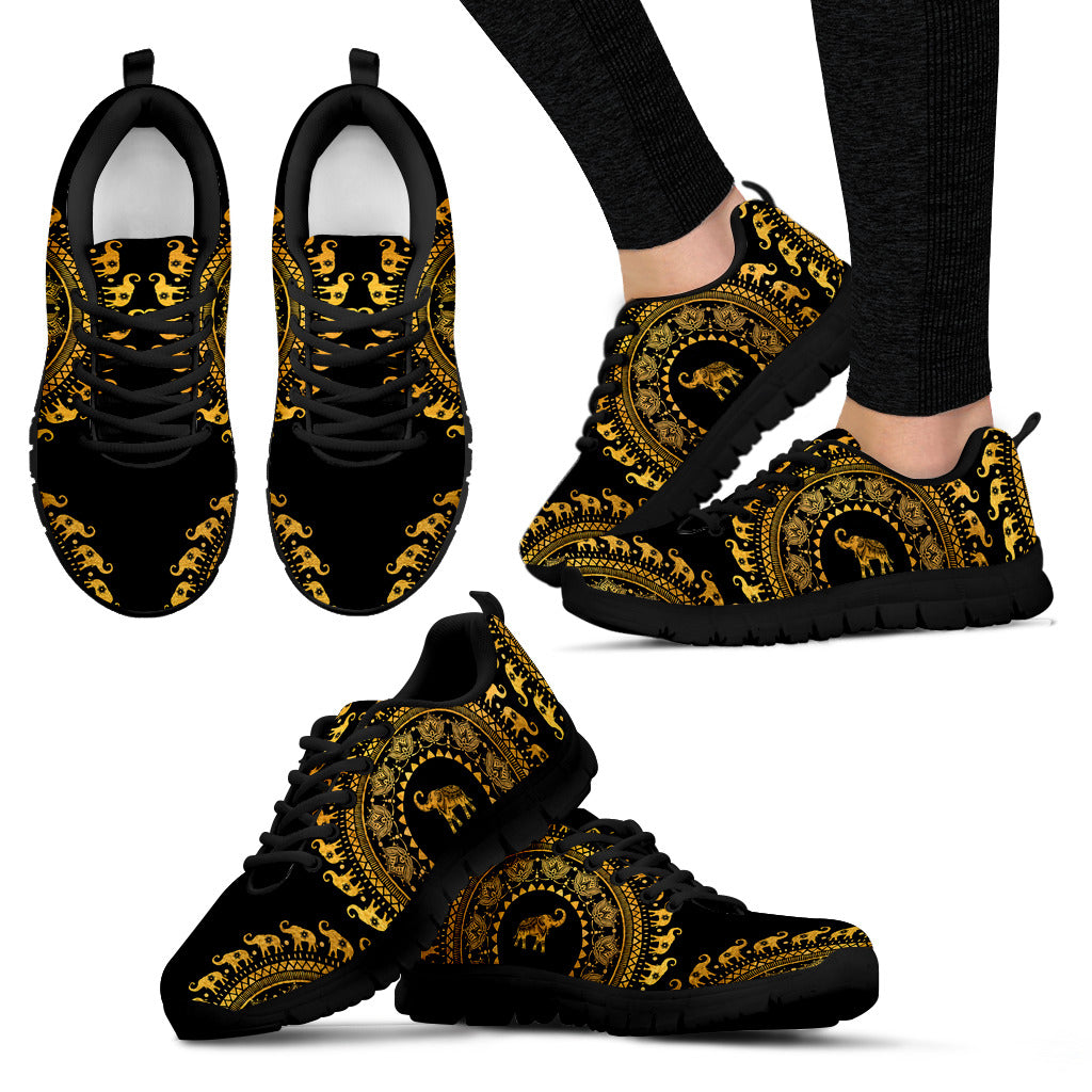 Golden Mandala Elephant Sneakers | woodation.myshopify.com