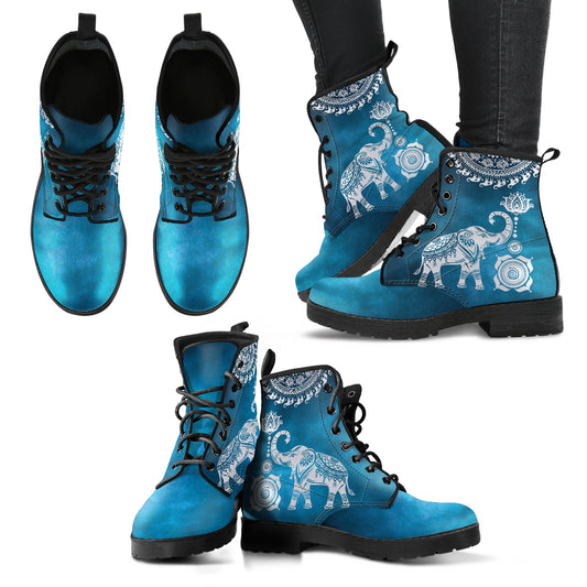 Blue Mandala Elephant Boots