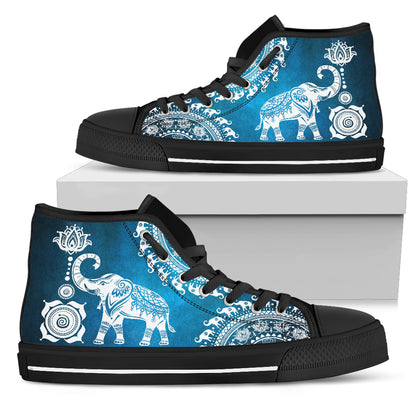 Blue Mandala Elephant High Top Shoes