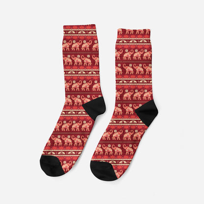 Women's Red Mandala Premium Socks | woodation.myshopify.com