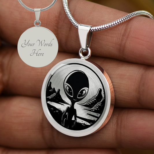 Personalized Alien Necklace, UFO Jewelry