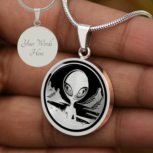 Personalized Alien Necklace, UFO Jewelry