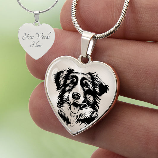 Custom Australian Shepherd Heart Necklace