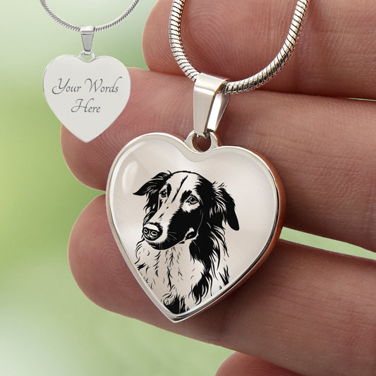 Custom Borzoi Heart Necklace