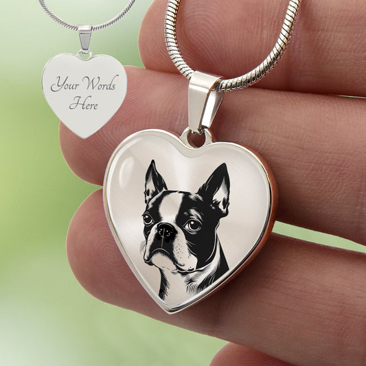 Custom Boston Terrier Heart Necklace