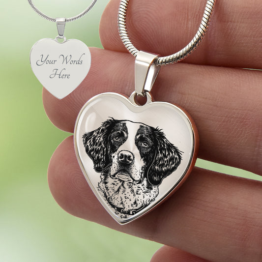 Custom Brittany Spaniel Heart Necklace