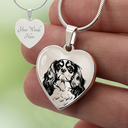 Custom Cavalier King Charles Spaniel Heart Necklace