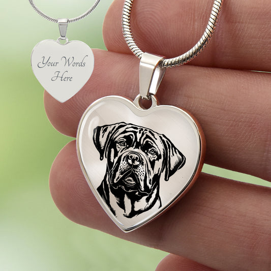 Custom Dogue De Bordeaux Heart Necklace