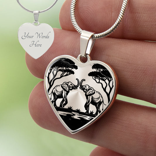 Custom Elephant Love Heart Necklace