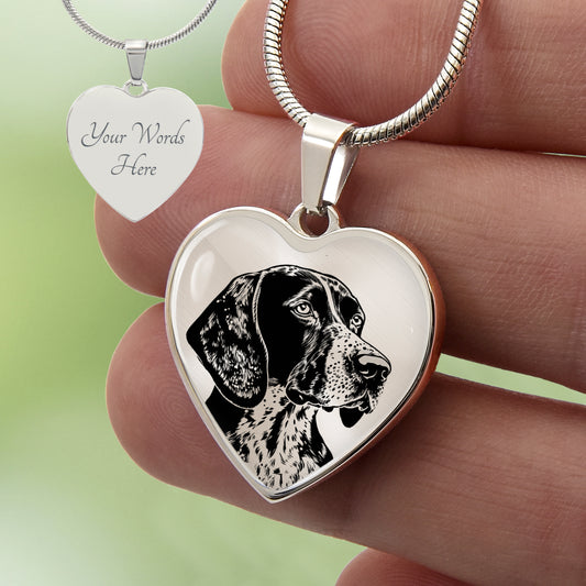 Custom German Shorthaired Pointer Heart Necklace